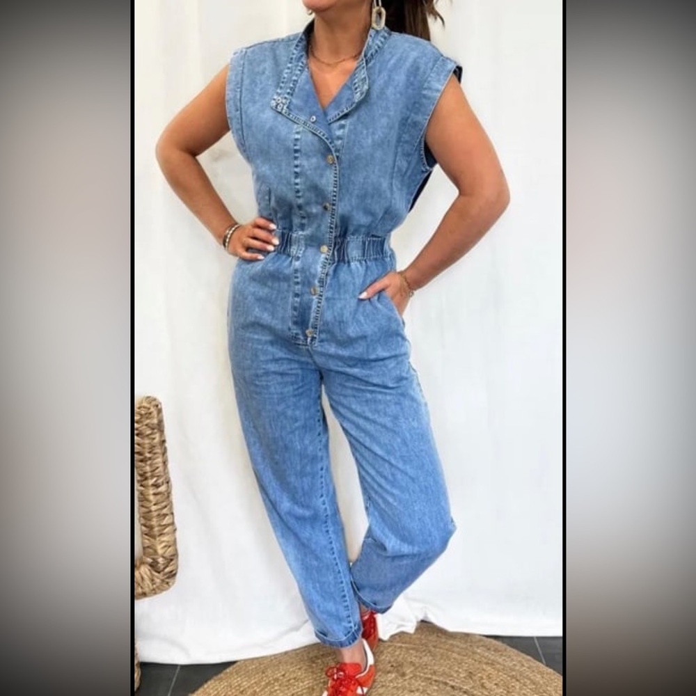 Elan Selena Denim Jumpsuit